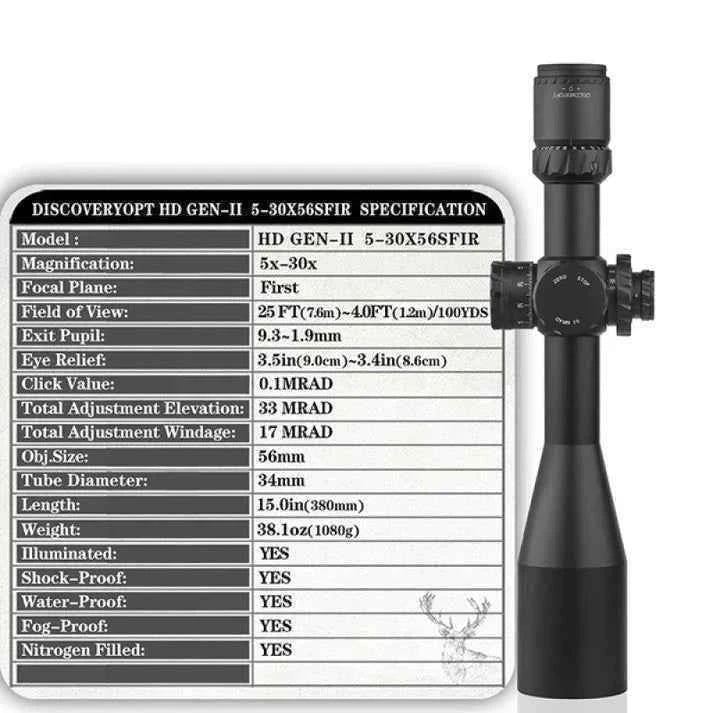 OTTICA DISCOVERYOPT HD GEN II 5-30X56 SFIR FFP-Z-MRAD